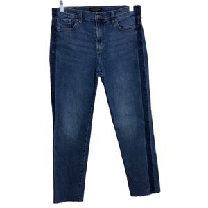 BANANA REPUBLIC Cropped Straight Ankle size 29 blue jeans w/ stripe side size 8